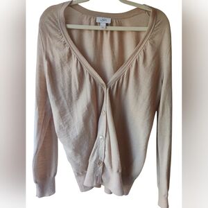 XL LOFT Wool Blend Thin Beige Button-Up Cardigan
